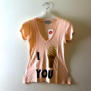 Wildfox Women’s Deep V-Neck Short Sleeve with Flare bottom NWT